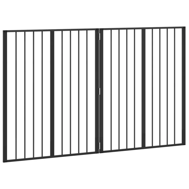 Šunų vartai 2 pcs Juodas 80 x 100 cm Cinkuota plienas