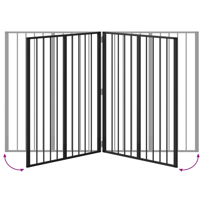 Šunų vartai 2 pcs Juodas 80 x 100 cm Cinkuota plienas