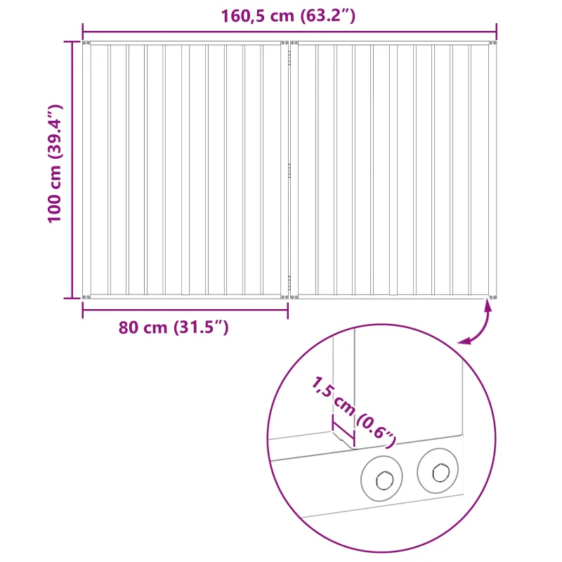 Šunų vartai 2 pcs Juodas 80 x 100 cm Cinkuota plienas