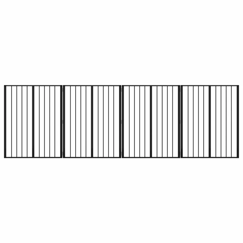 Šunų vartai 4 pcs Juodas 80 x 100 cm Cinkuota plienas