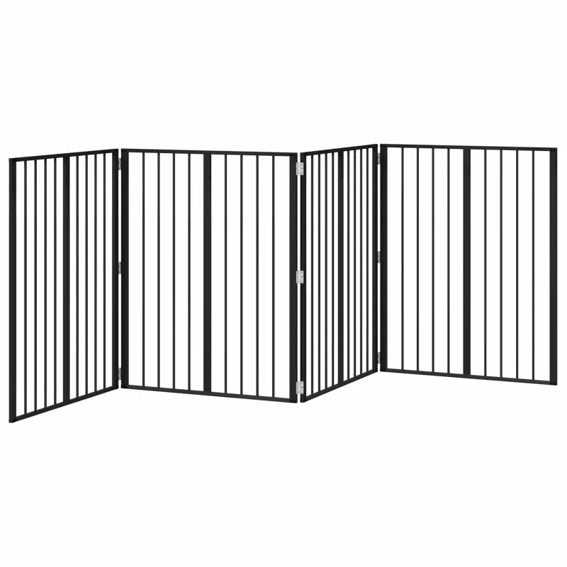Šunų vartai 4 pcs Juodas 80 x 100 cm Cinkuota plienas