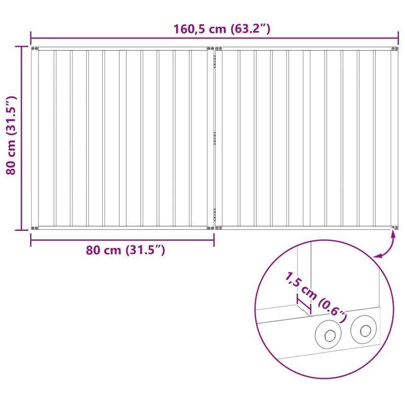 Šunų vartai 2 pcs Juodas 80 x 80 cm Cinkuota plienas