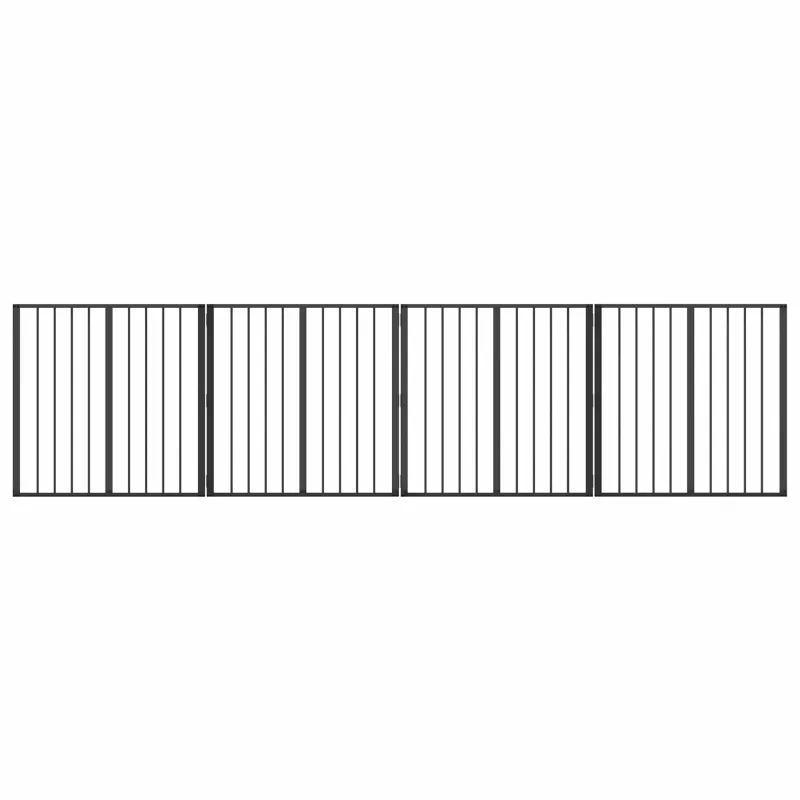 Šunų vartai 4 pcs Juodas 80 x 80 cm Cinkuota plienas