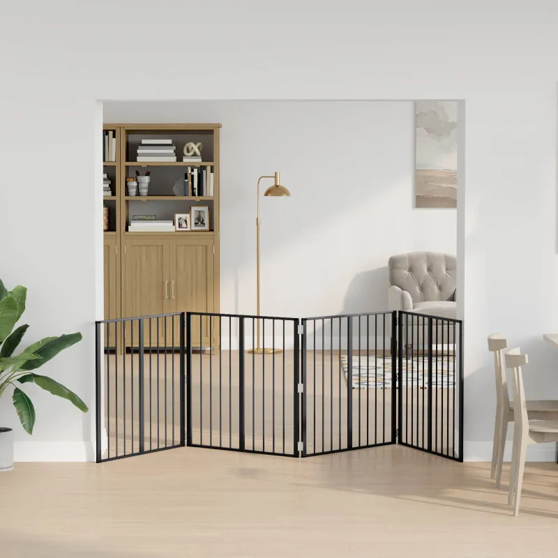 Šunų vartai 4 pcs Juodas 80 x 80 cm Cinkuota plienas