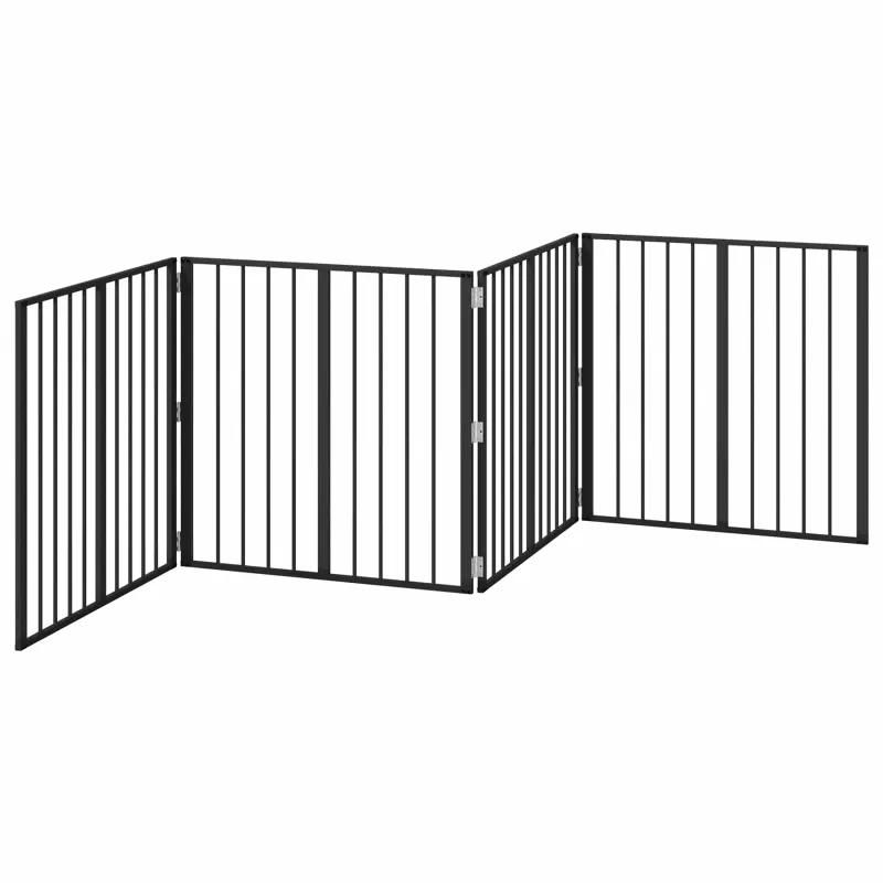 Šunų vartai 4 pcs Juodas 80 x 80 cm Cinkuota plienas