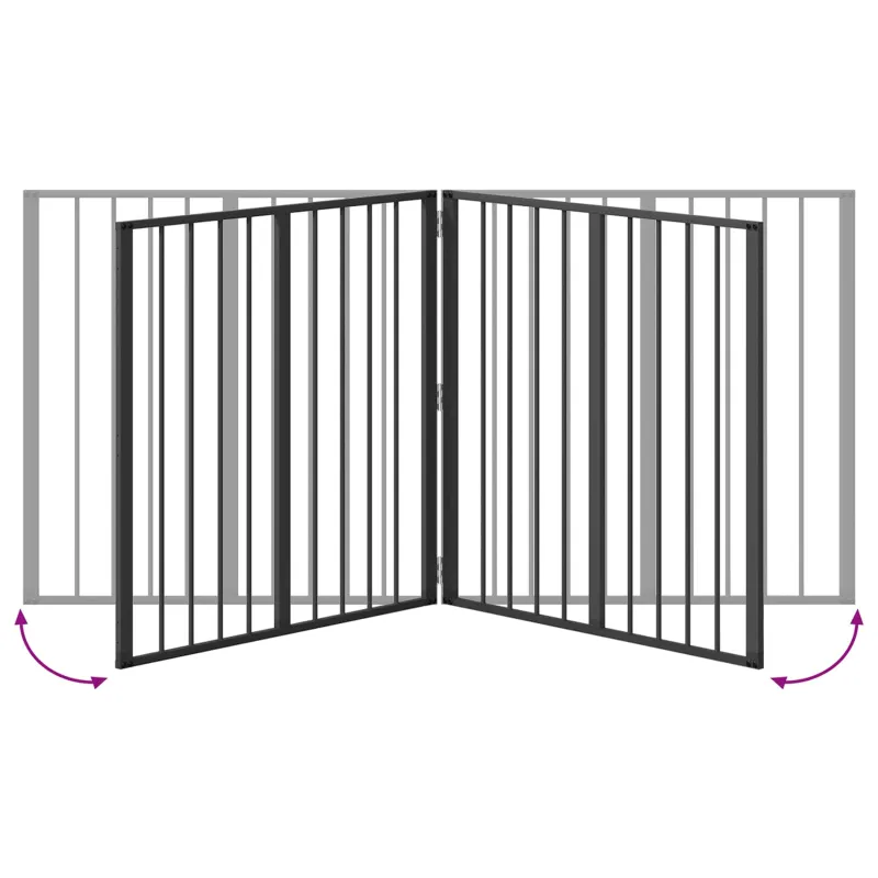 Šunų vartai 4 pcs Juodas 80 x 80 cm Cinkuota plienas