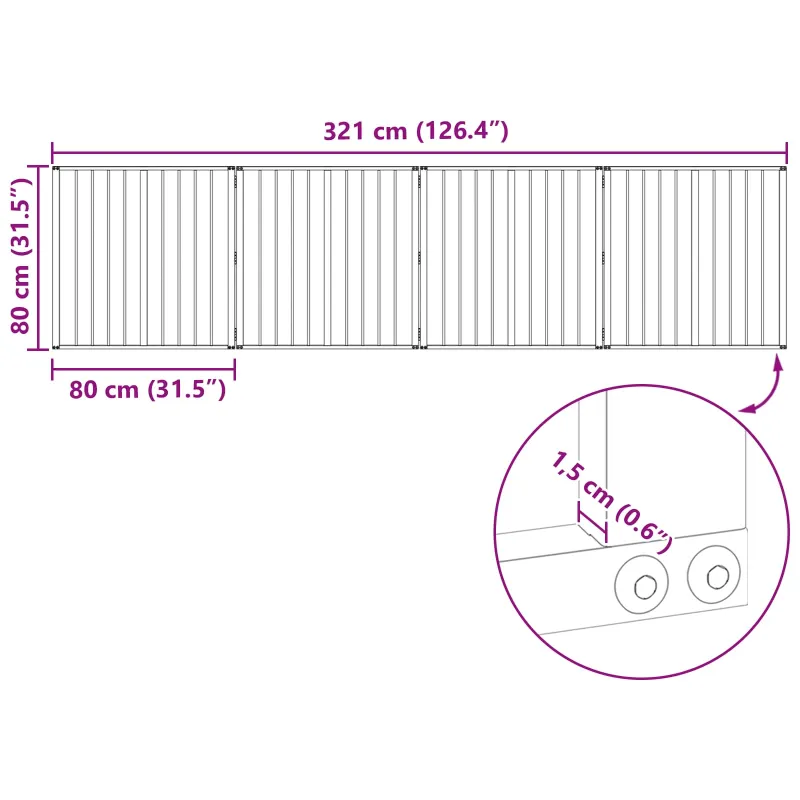Šunų vartai 4 pcs Juodas 80 x 80 cm Cinkuota plienas