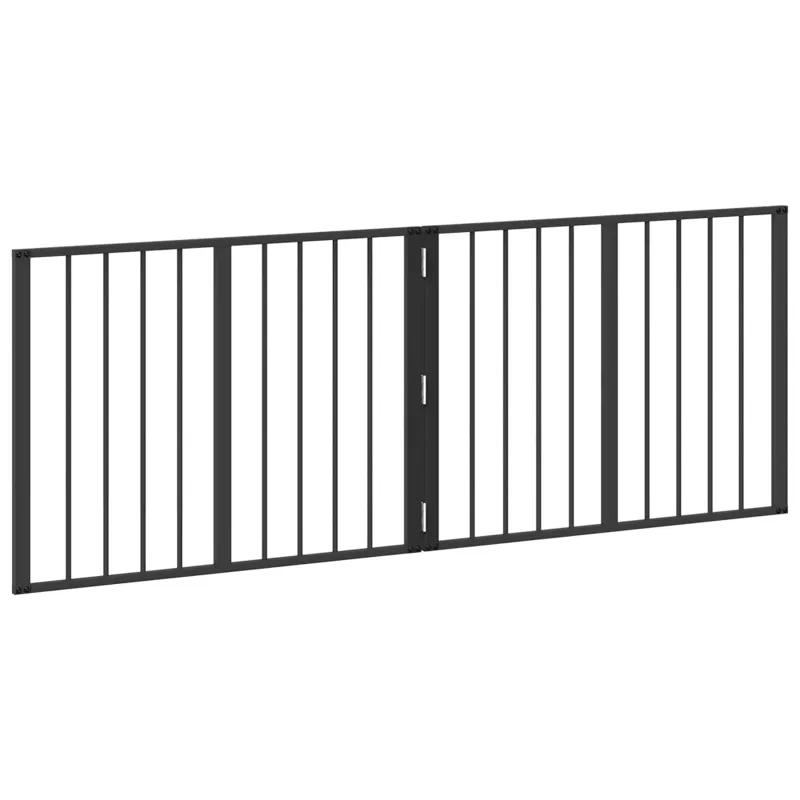 Šunų vartai 2 pcs Juodas 80 x 60 cm Cinkuota plienas
