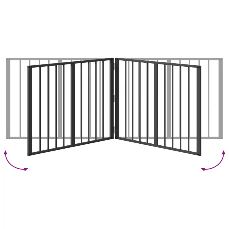 Šunų vartai 2 pcs Juodas 80 x 60 cm Cinkuota plienas