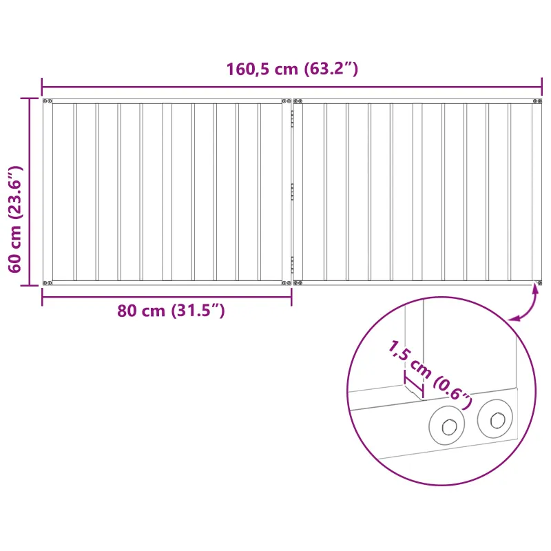 Šunų vartai 2 pcs Juodas 80 x 60 cm Cinkuota plienas