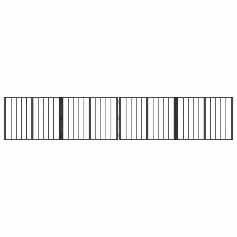 Šunų vartai 4 pcs Juodas 80 x 60 cm Cinkuota plienas