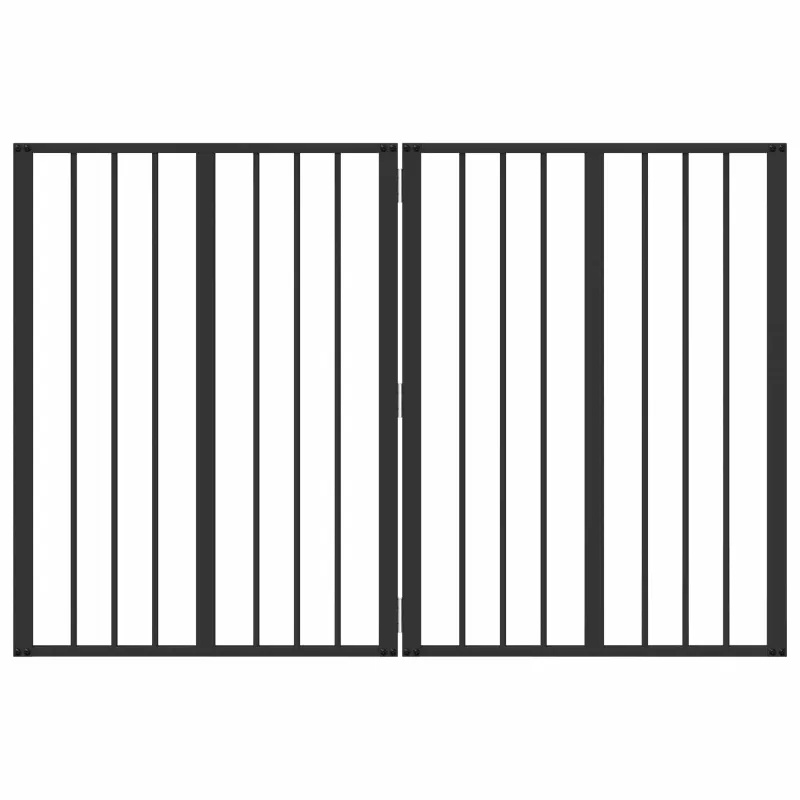 Šunų vartai 2 pcs Juodas 60 x 80 cm Cinkuota plienas