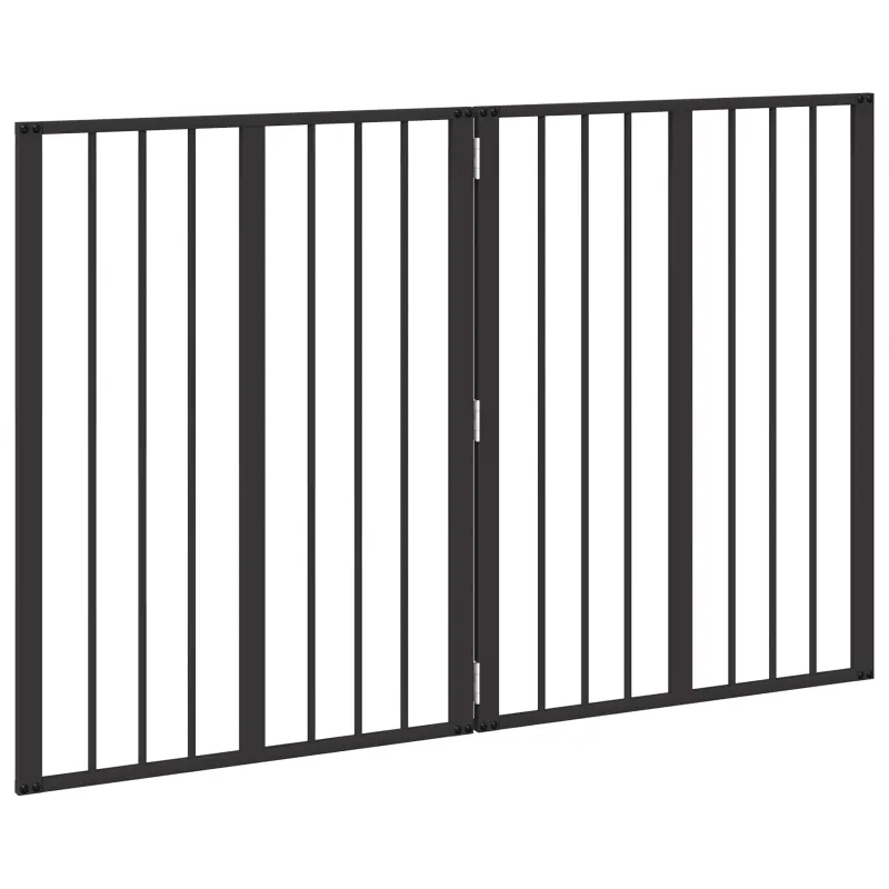 Šunų vartai 2 pcs Juodas 60 x 80 cm Cinkuota plienas