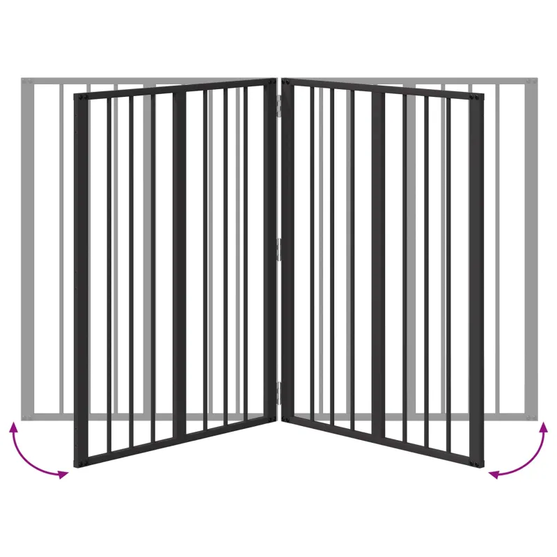 Šunų vartai 2 pcs Juodas 60 x 80 cm Cinkuota plienas