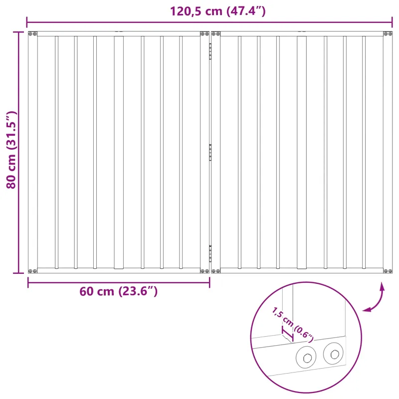 Šunų vartai 2 pcs Juodas 60 x 80 cm Cinkuota plienas