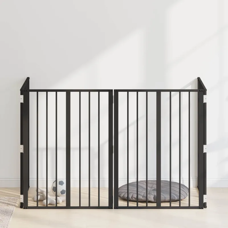 Šunų vartai 4 pcs Juodas 60 x 80 cm Cinkuota plienas