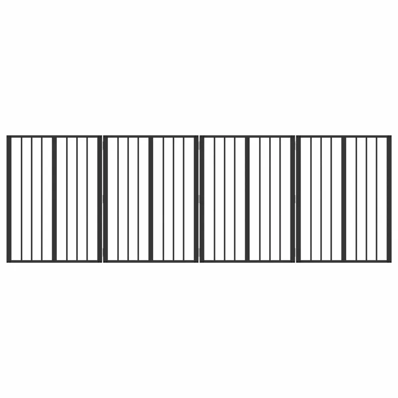 Šunų vartai 4 pcs Juodas 60 x 80 cm Cinkuota plienas