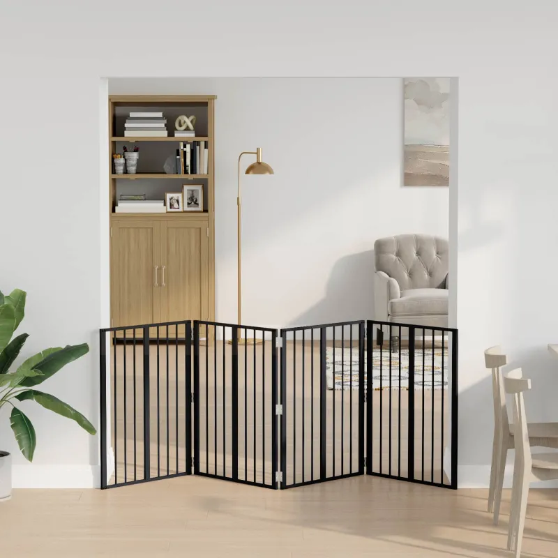 Šunų vartai 4 pcs Juodas 60 x 80 cm Cinkuota plienas