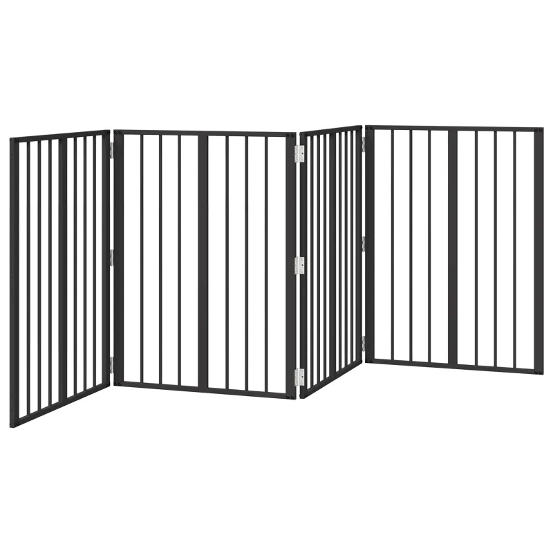 Šunų vartai 4 pcs Juodas 60 x 80 cm Cinkuota plienas