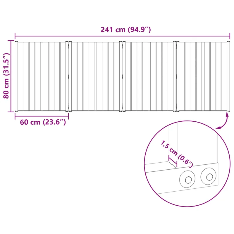 Šunų vartai 4 pcs Juodas 60 x 80 cm Cinkuota plienas