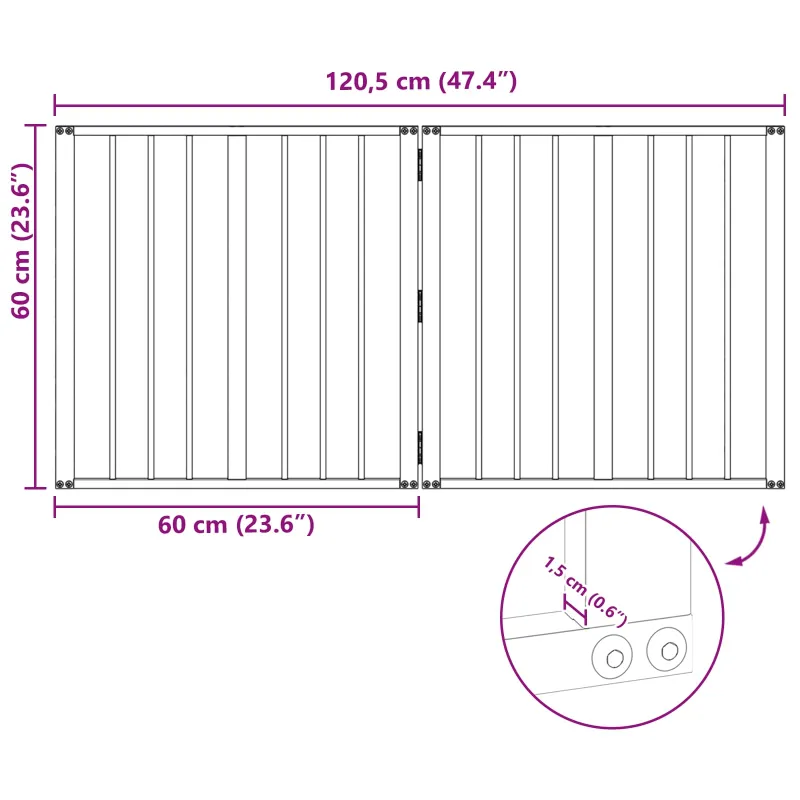 Šunų vartai 2 pcs Juodas 60 x 60 cm Cinkuota plienas