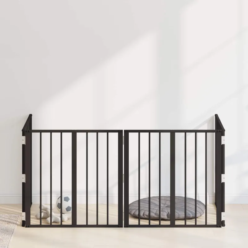 Šunų vartai 4 pcs Juodas 60 x 60 cm Cinkuota plienas