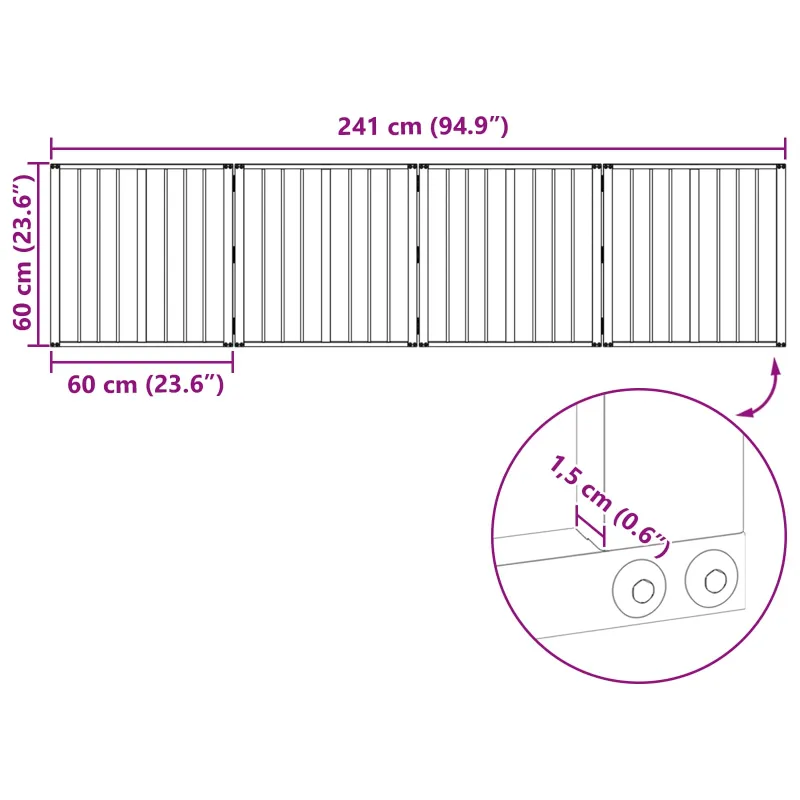 Šunų vartai 4 pcs Juodas 60 x 60 cm Cinkuota plienas