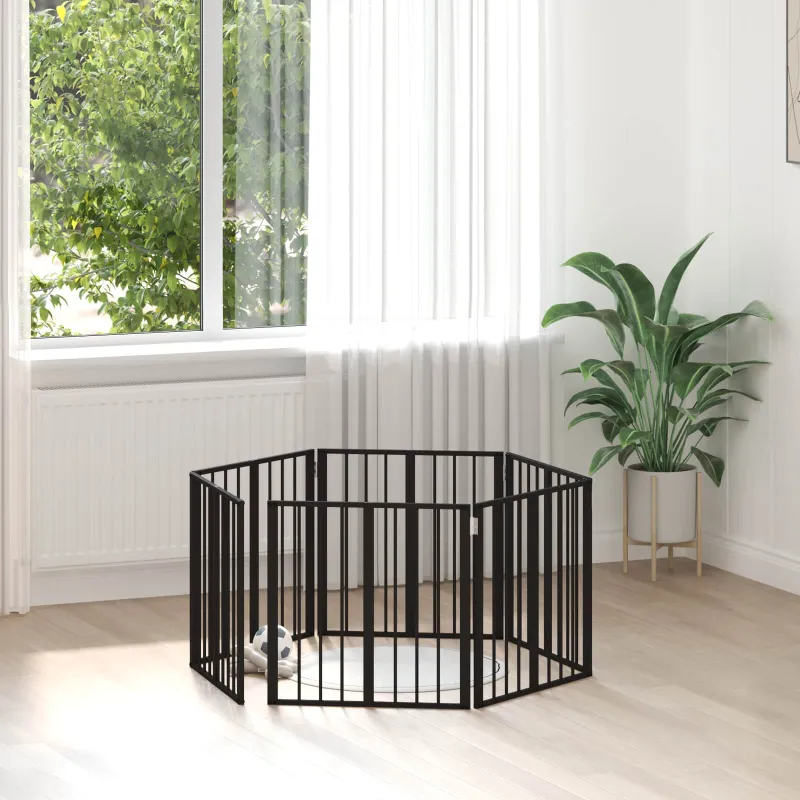 Šunų vartai 6 pcs Juodas 60 x 60 cm Cinkuota plienas
