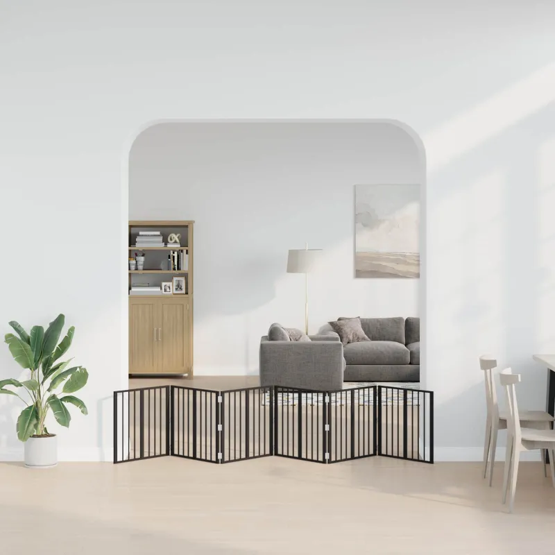 Šunų vartai 6 pcs Juodas 60 x 60 cm Cinkuota plienas
