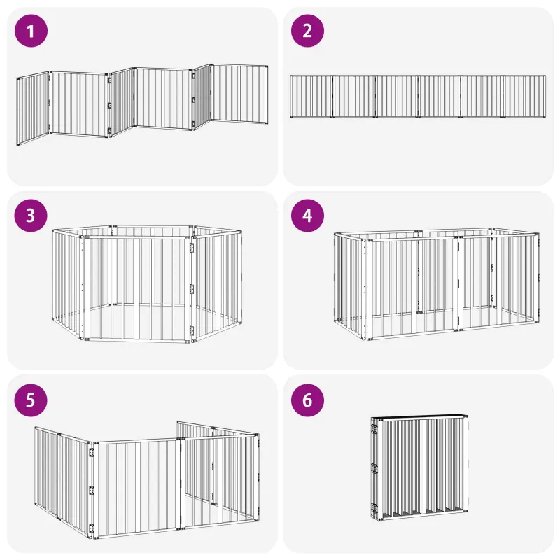 Šunų vartai 6 pcs Juodas 60 x 60 cm Cinkuota plienas