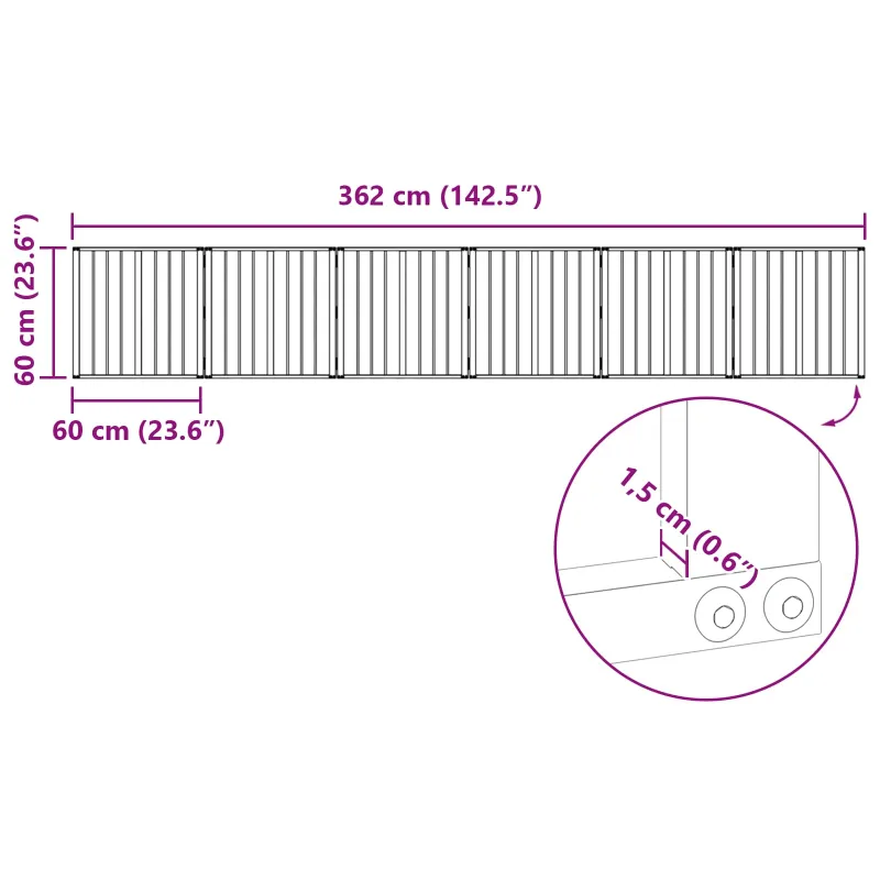 Šunų vartai 6 pcs Juodas 60 x 60 cm Cinkuota plienas