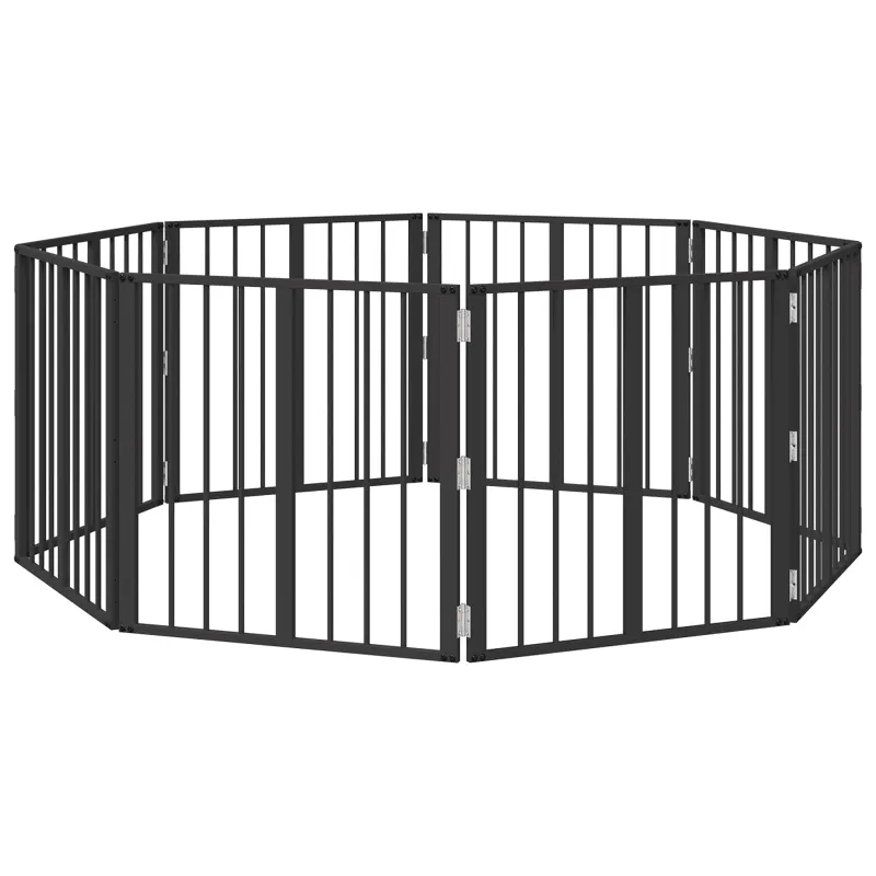 Šunų vartai 8 pcs Juodas 60 x 60 cm Cinkuota plienas