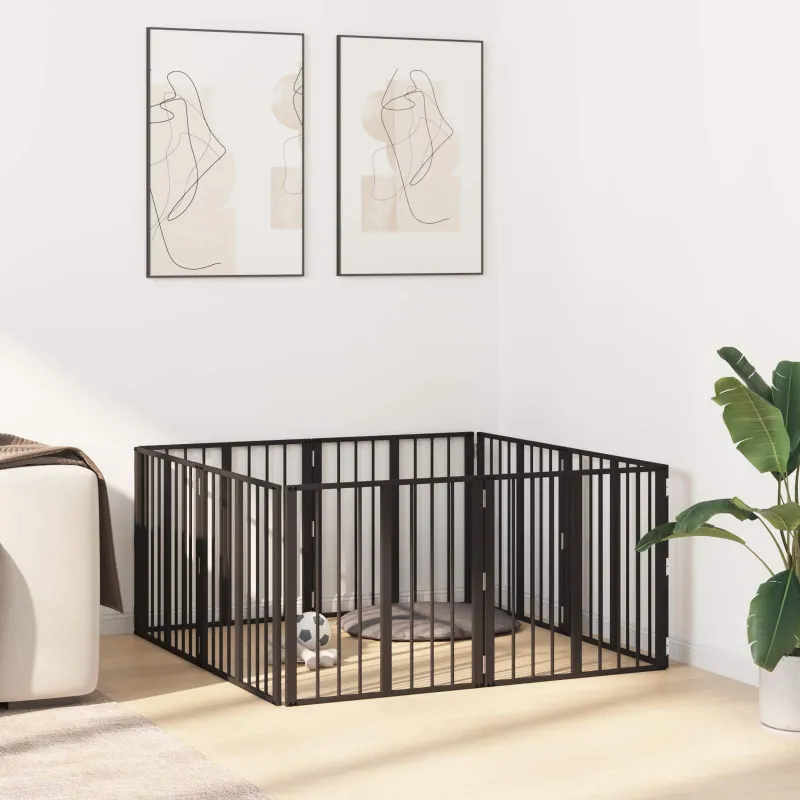 Šunų vartai 8 pcs Juodas 60 x 60 cm Cinkuota plienas