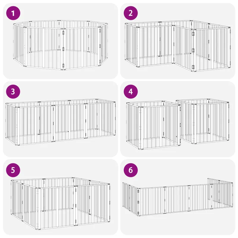 Šunų vartai 8 pcs Juodas 60 x 60 cm Cinkuota plienas