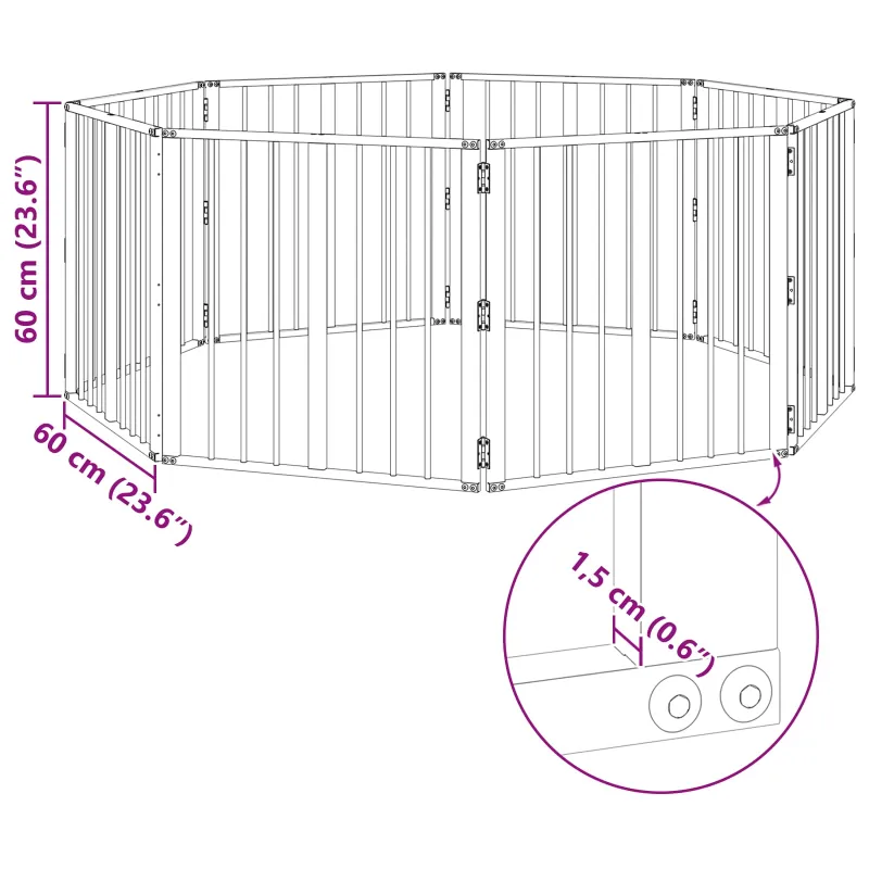 Šunų vartai 8 pcs Juodas 60 x 60 cm Cinkuota plienas