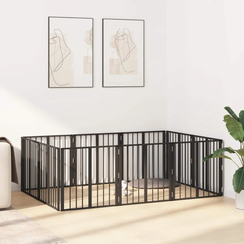 Šunų vartai 10 pcs Juodas 60 x 60 cm Cinkuota plienas
