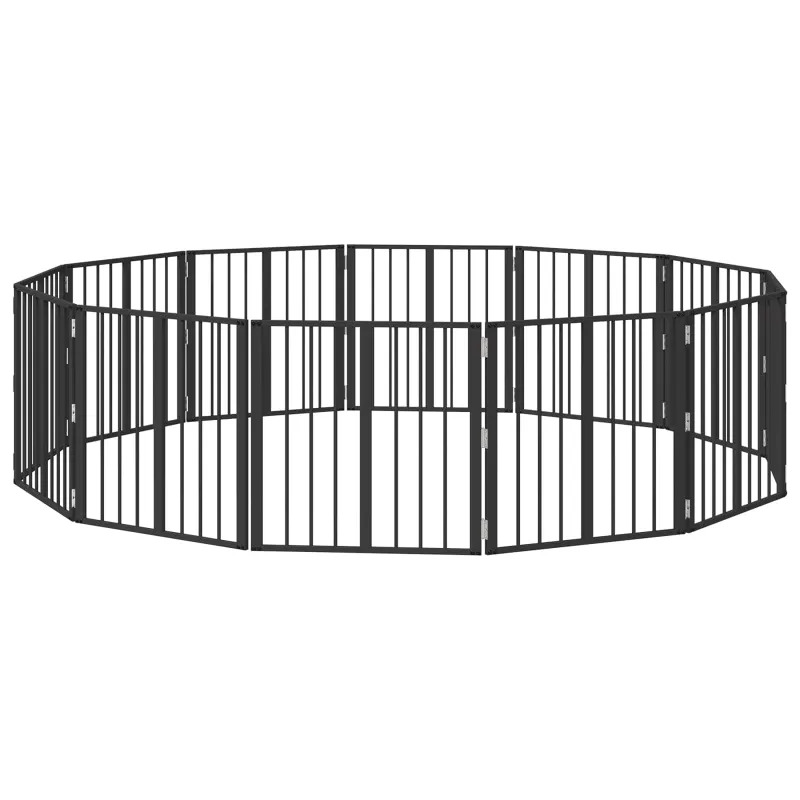 Šunų vartai 12 pcs Juodas 60 x 60 cm Cinkuota plienas