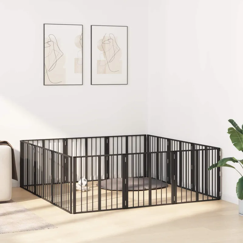 Šunų vartai 12 pcs Juodas 60 x 60 cm Cinkuota plienas