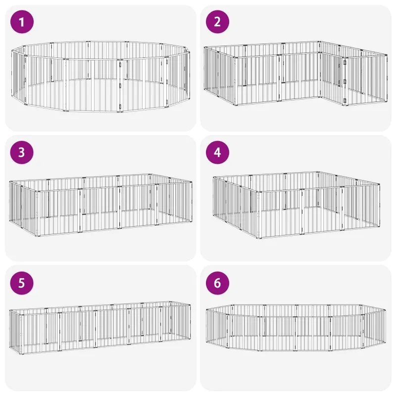 Šunų vartai 12 pcs Juodas 60 x 60 cm Cinkuota plienas