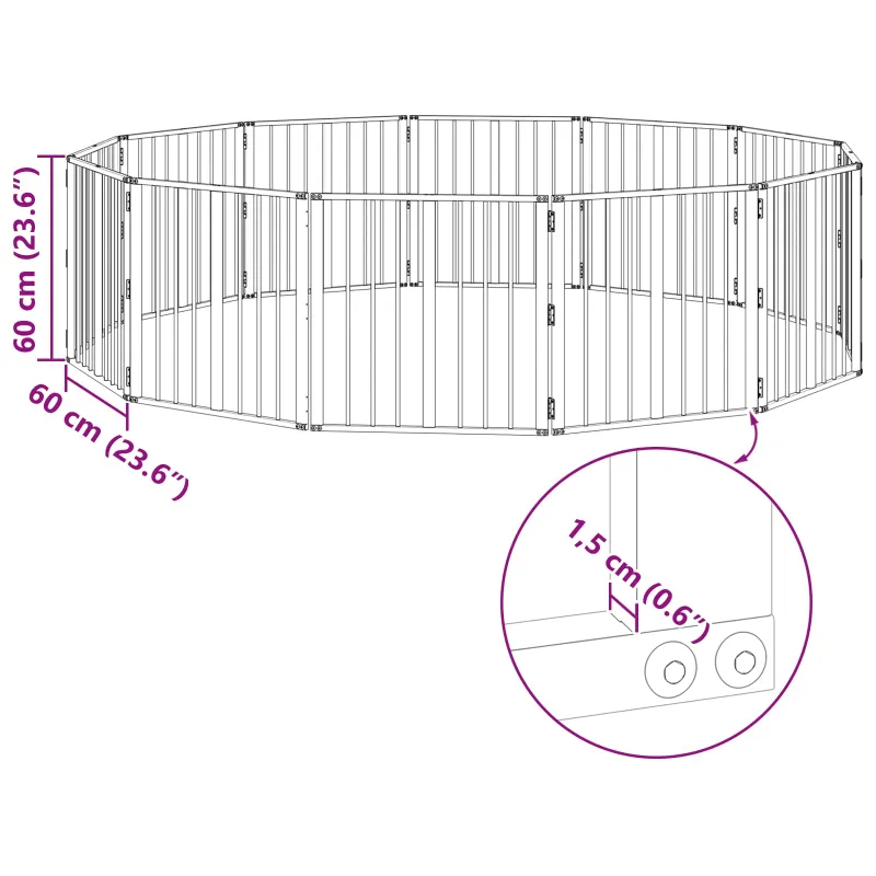 Šunų vartai 12 pcs Juodas 60 x 60 cm Cinkuota plienas
