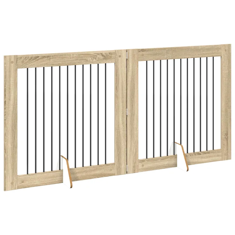 Šunų vartai su stovais 2 pcs Sonoma ąžuolas 100 x 100 cm