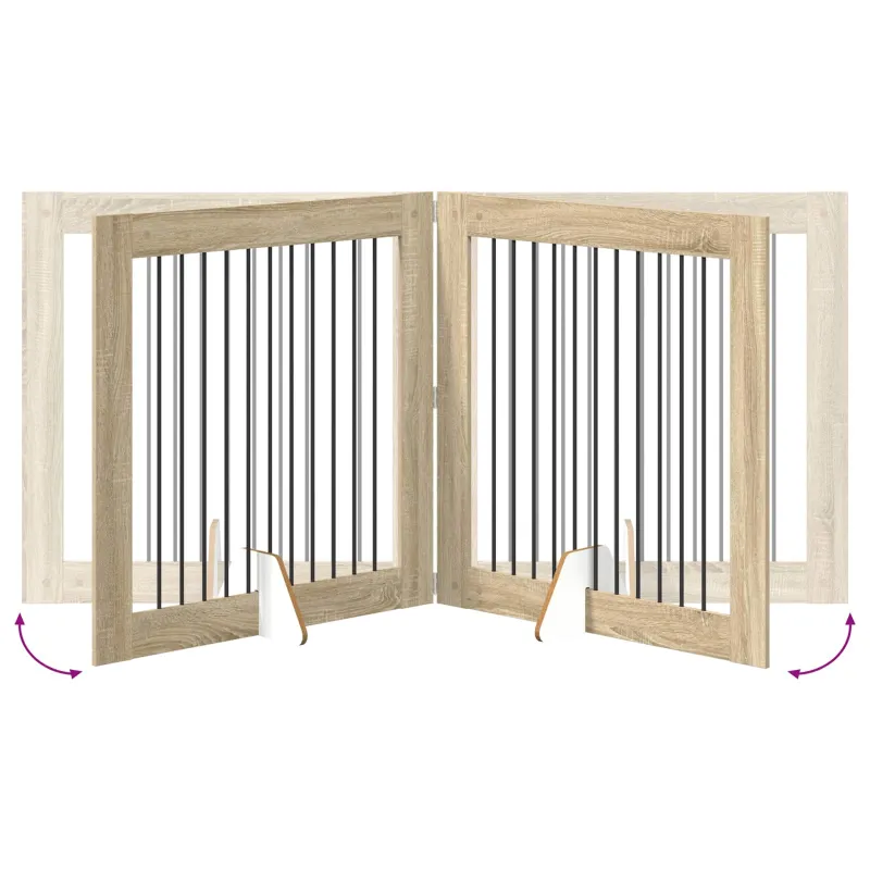 Šunų vartai su stovais 2 pcs Sonoma ąžuolas 100 x 100 cm