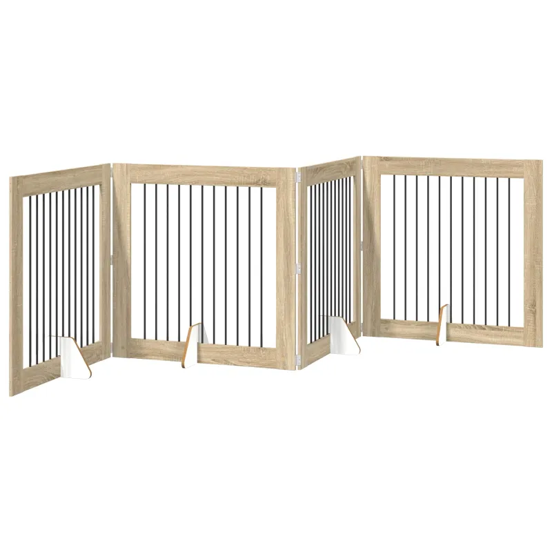 Šunų vartai su stovais 4 pcs Sonoma ąžuolas 100 x 100 cm