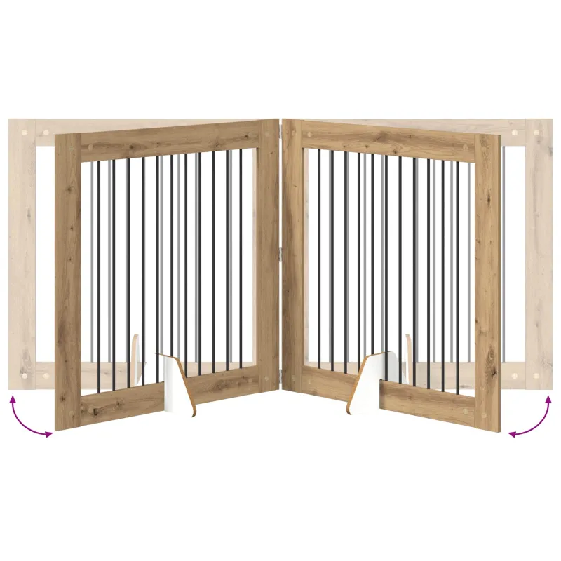 Šunų vartai su stovais 4 pcs Artisano ąžuolo 100 x 100 cm