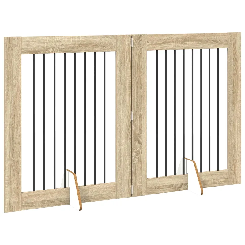 Šunų vartai su stovais 2 pcs Sonoma ąžuolas 80 x 100 cm