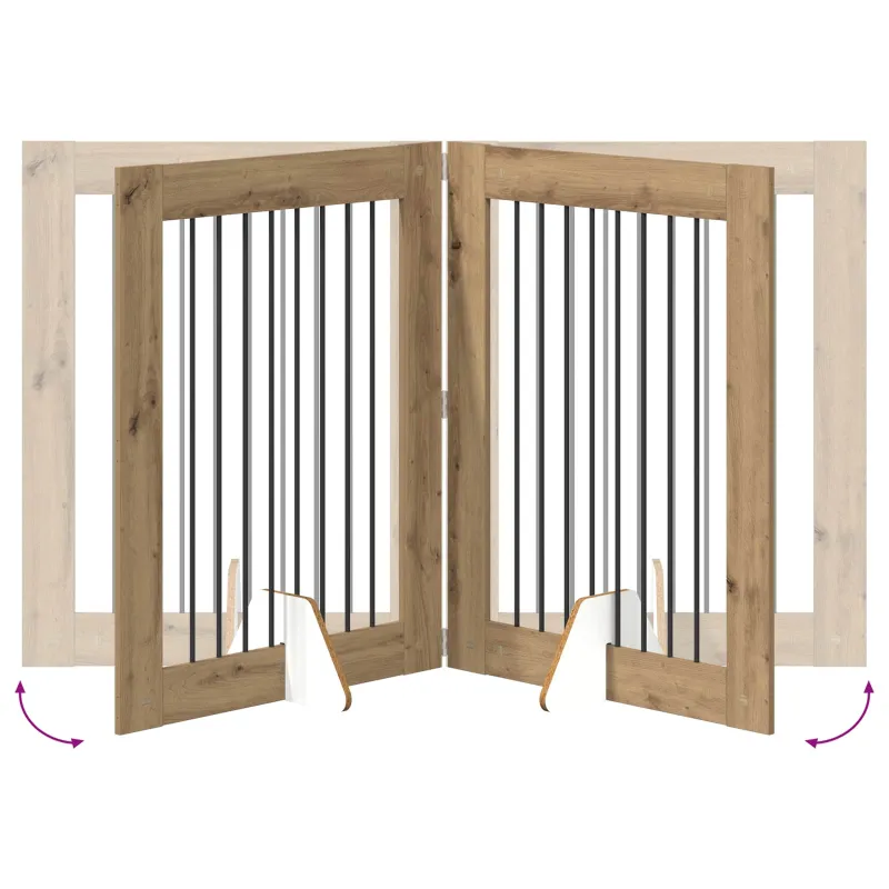 Šunų vartai su stovais 2 pcs Artisano ąžuolo 80 x 100 cm