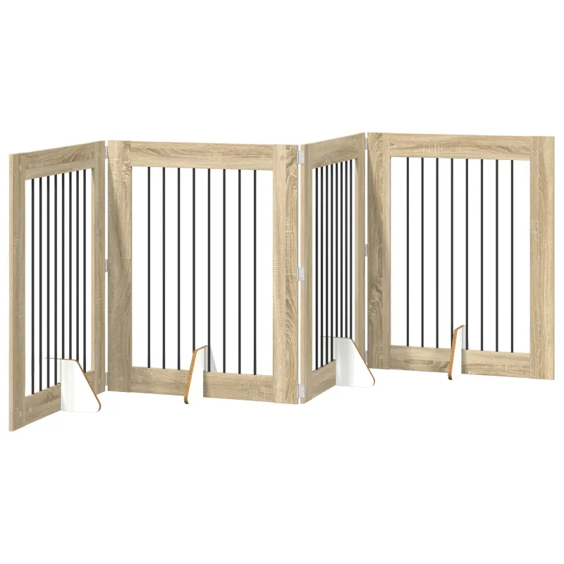 Šunų vartai su stovais 4 pcs Sonoma ąžuolas 80 x 100 cm