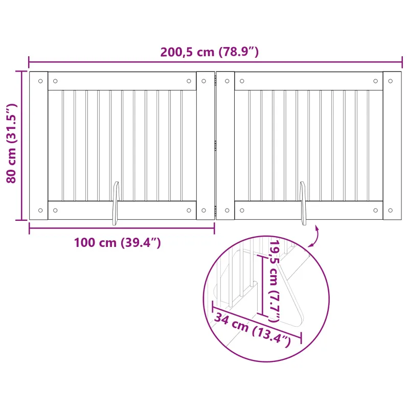 Šunų vartai su stovais 2 pcs Sonoma ąžuolas 100 x 80 cm