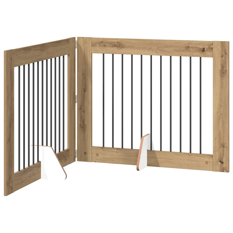 Šunų vartai su stovais 2 pcs Artisano ąžuolo 100 x 80 cm