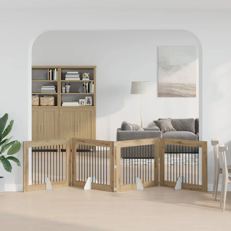 Šunų vartai su stovais 4 pcs Artisano ąžuolo 100 x 80 cm